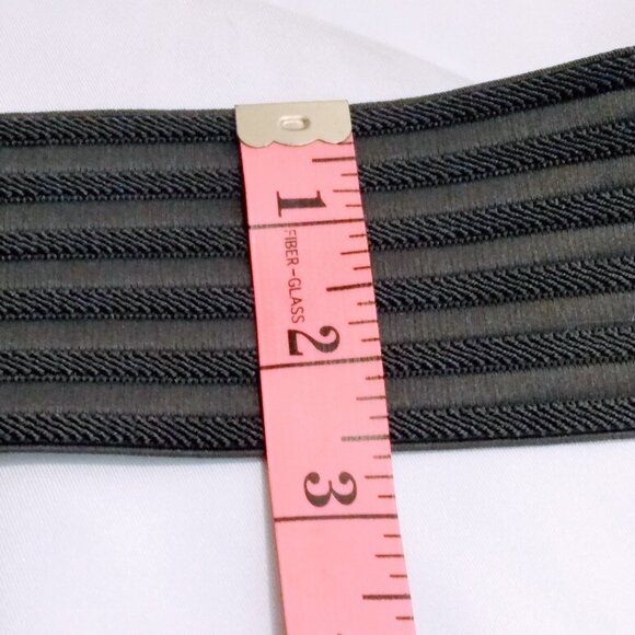 Old Navy-Material/Faux Leather-Black/Grey  Stretchy Wide Belt-M - Picture 11 of 11